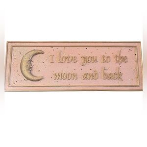 I love you to the moon and back Pink and Gold Plaque Wall Hanging Nursery Kids